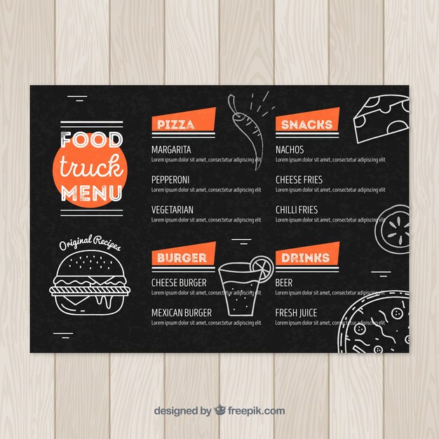 Diseño de menú de food trucks