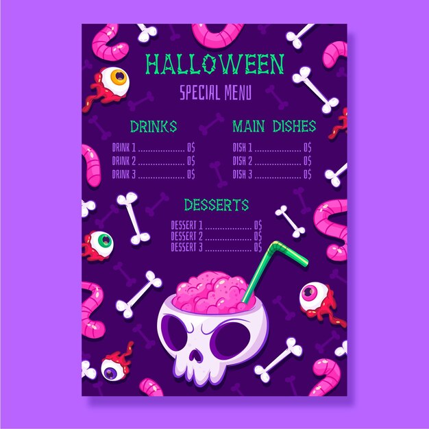 Diseño de menú de halloween