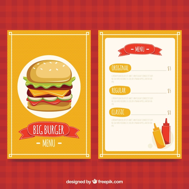Diseño de menú de hamburguesa grande