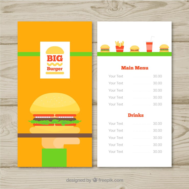 Vector gratuito diseño de menú de hamburguesas