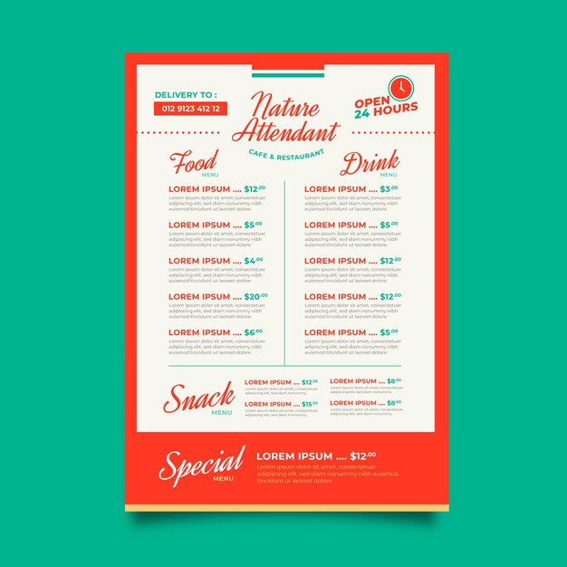 Diseño de menú de restaurante de comida saludable.