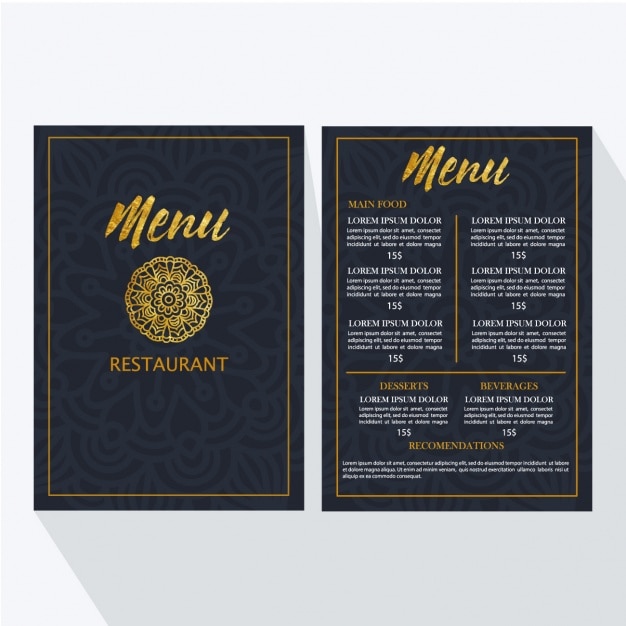 Vector gratuito diseño de menú de restaurante