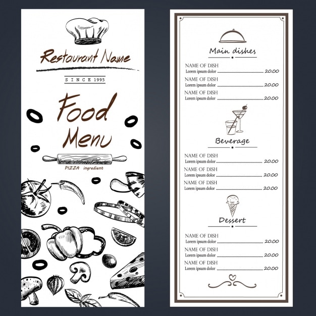 Vector gratuito diseño del menú del restaurante.