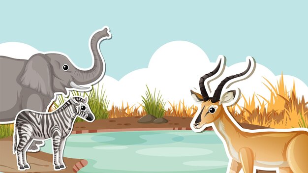 Diseño de miniatura con animales salvajes