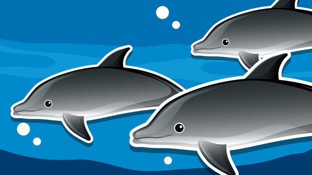 Diseño de miniaturas con grupo de delfines.