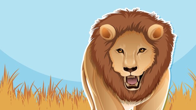 Diseño de miniaturas con personaje de dibujos animados de león.