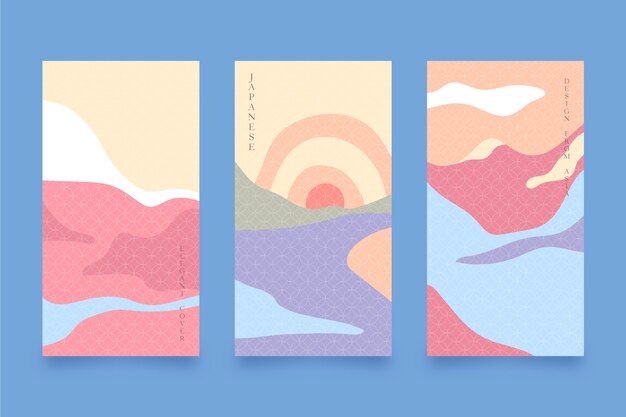 Diseño minimalista de la colección de portadas japonesas