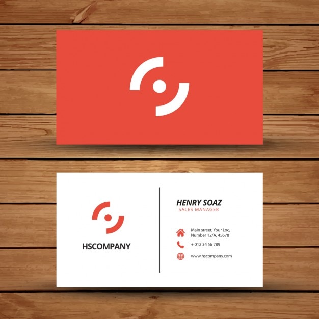 Vector gratuito diseño minimalista de tarjeta de visita roja