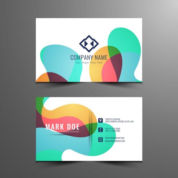 Diseño moderno colorido de tarjeta de visita
