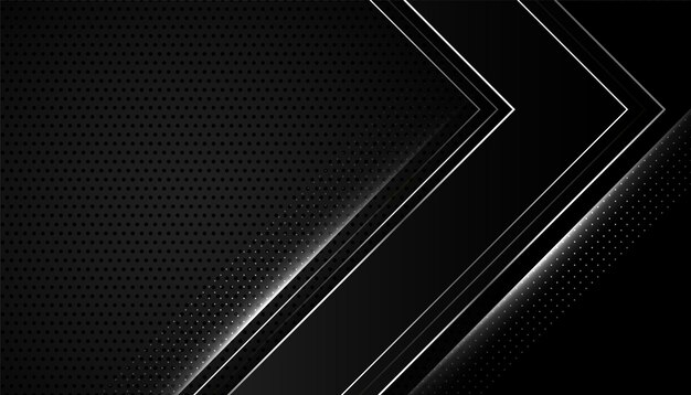 diseño moderno de flecha oscura y plateada sobre fondo negro oscuro
