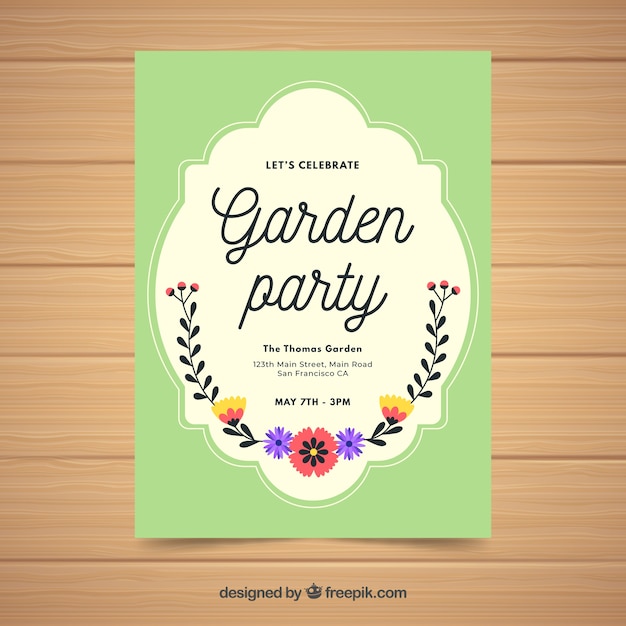 Diseño moderno de invitación de fiesta en jardín