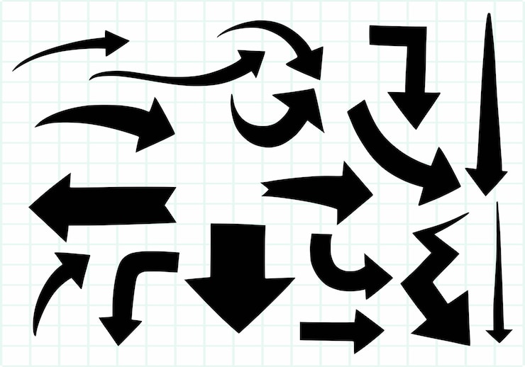 Vector gratuito diseño moderno de juegos de flechas negras direccionales