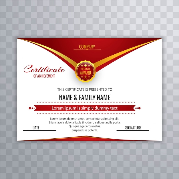 Diseño moderno rojo de certificado