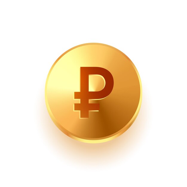 diseño de monedas de oro de rublo aisladas y de 3 d