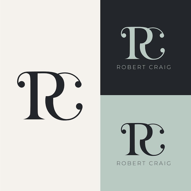 Diseño del monograma del logotipo Rc