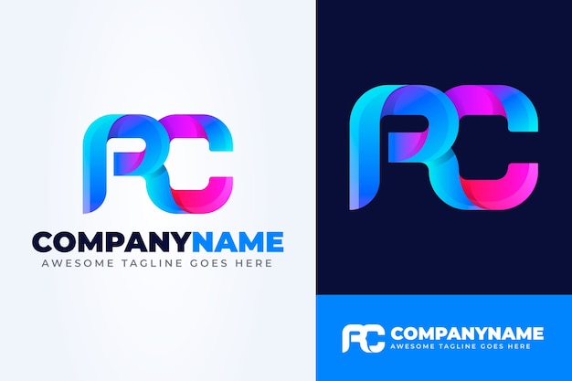 Vector gratuito diseño del monograma del logotipo rc