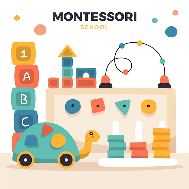 Diseño montessori dibujado a mano