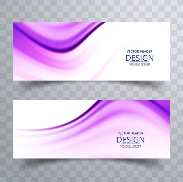 Diseño morado de banners ondulados