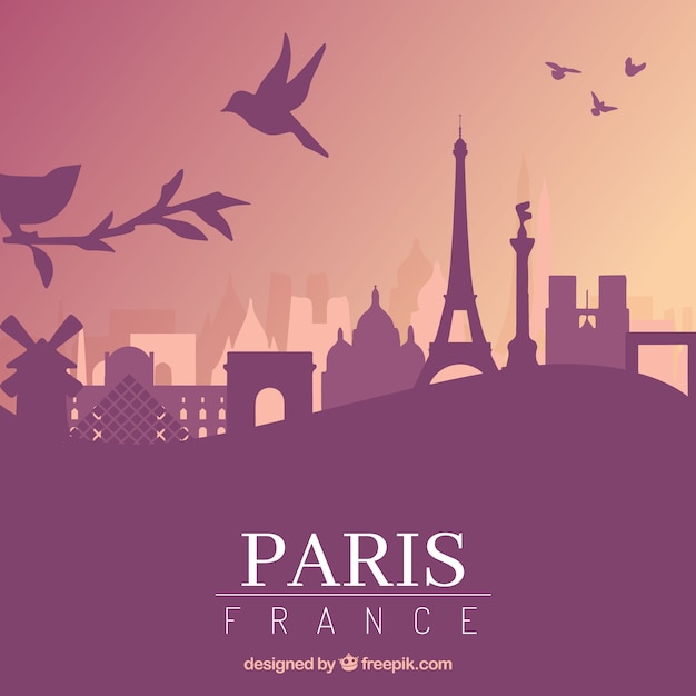 Diseño morado de skyline de paris