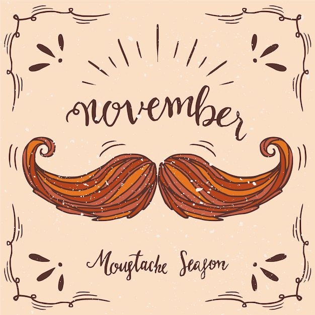 Vector gratuito diseño de movember dibujado a mano