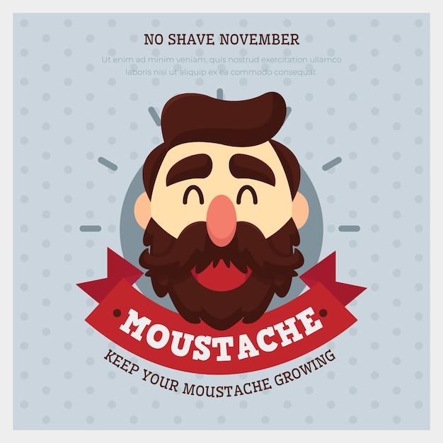 Diseño de movember con hipster alegre