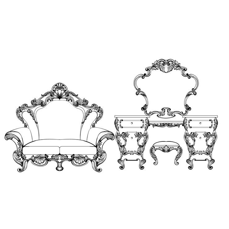 Vector gratuito diseño de muebles barrocos