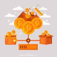 Vector gratuito diseño naranja de bitcoin