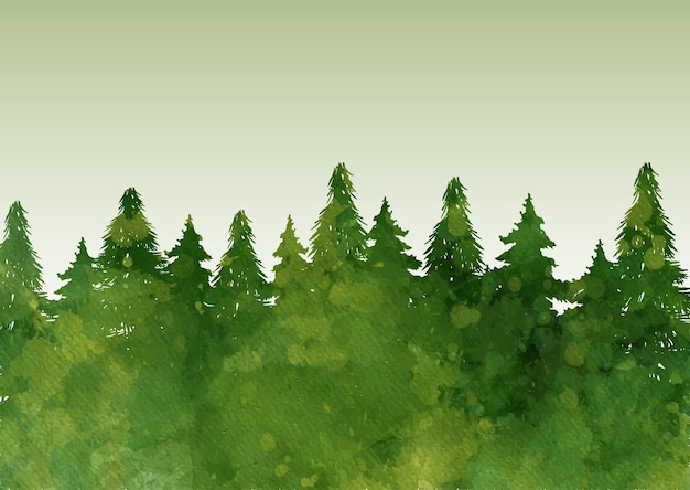 Vector gratuito diseño de naturaleza de paisaje de árbol de acuarela pintado a mano