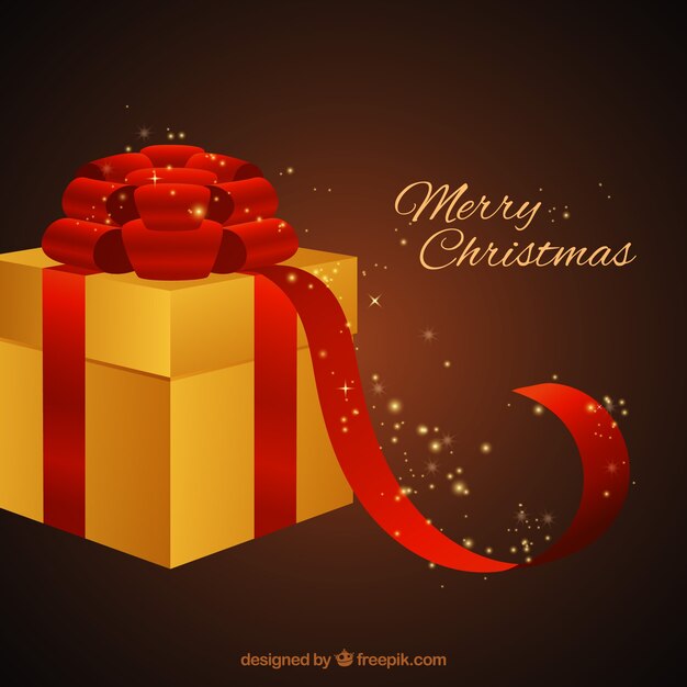 Diseño de navidad con caja de regalo dorada