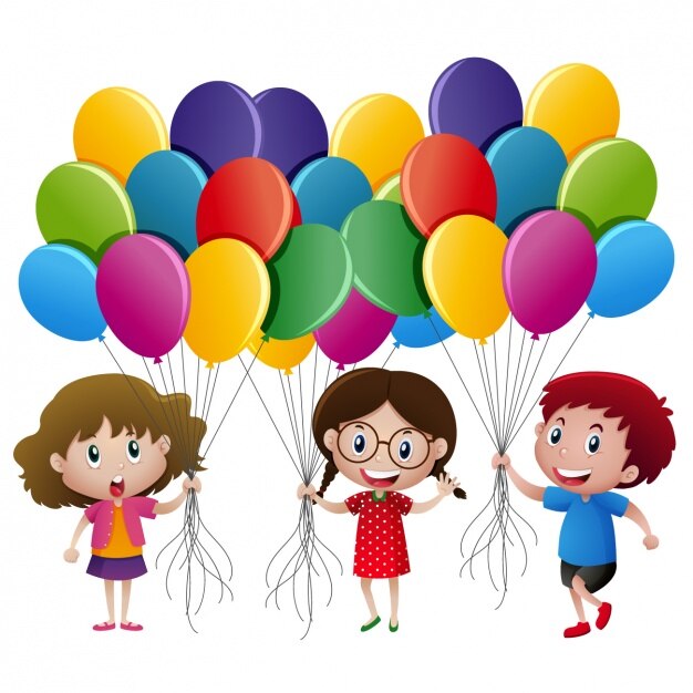 Diseño de niños con globos