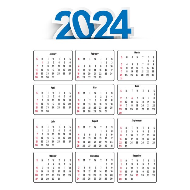 Diseño de la nueva plantilla del calendario para el año 2024
