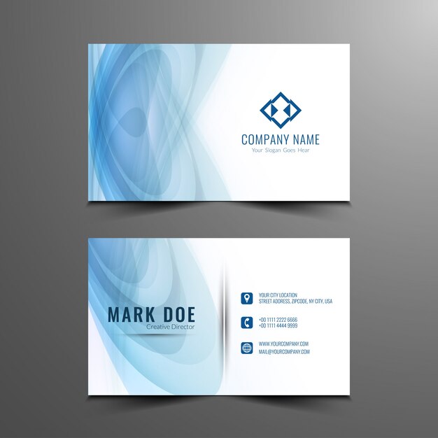 Diseño ondulado azul abstracto de tarjeta de visita