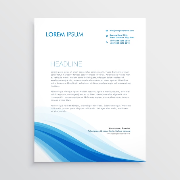 Diseño ondulado azul creativo de membrete