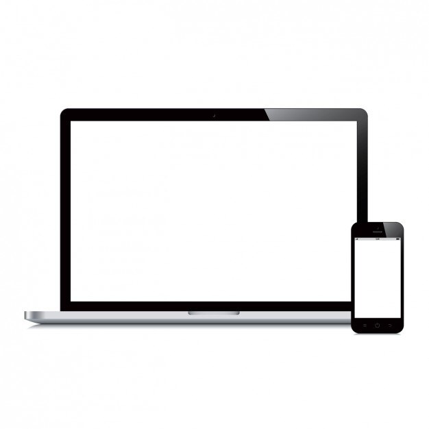 Vector gratuito diseño de ordenador portátil y teléfono móvil