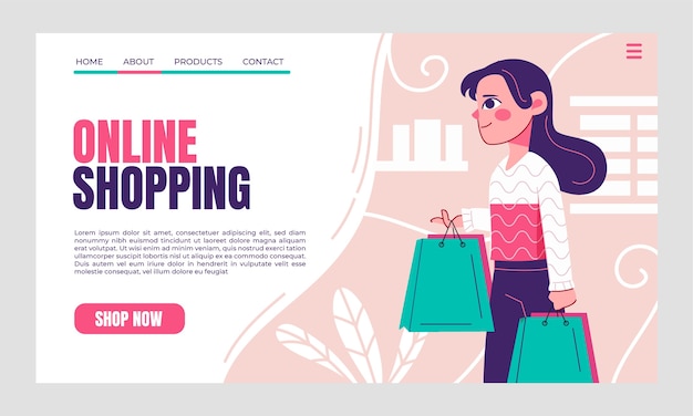 Vector gratuito diseño de página de aterrizaje de compras