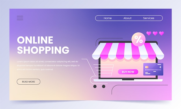 Vector gratuito diseño de página de aterrizaje de compras