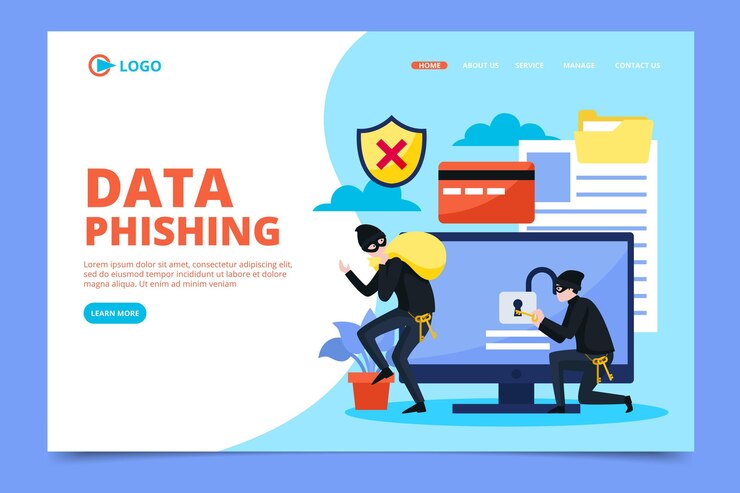Vector gratuito diseño de página de aterrizaje de cuenta de phishing