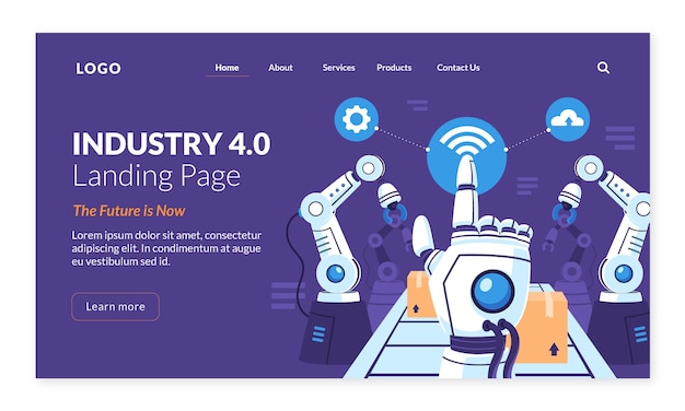 Diseño de la página de aterrizaje de la industria 4.0 dibujado a mano