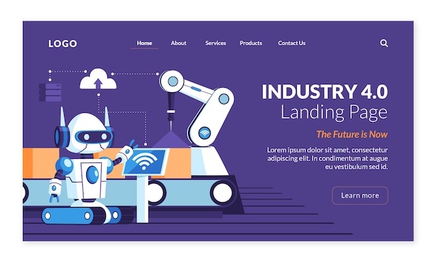 Diseño de la página de aterrizaje de la industria 4.0 dibujado a mano