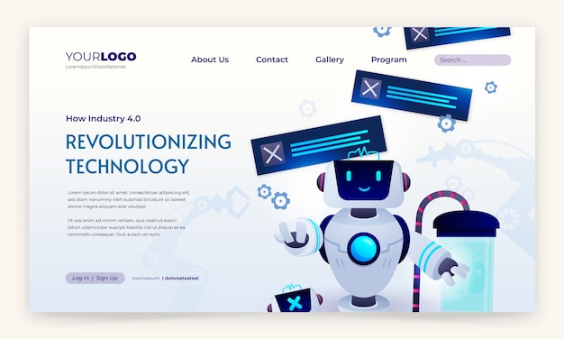 Diseño de la página de aterrizaje de la industria 4.0 dibujado a mano