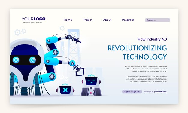 Diseño de la página de aterrizaje de la industria 4.0 dibujado a mano