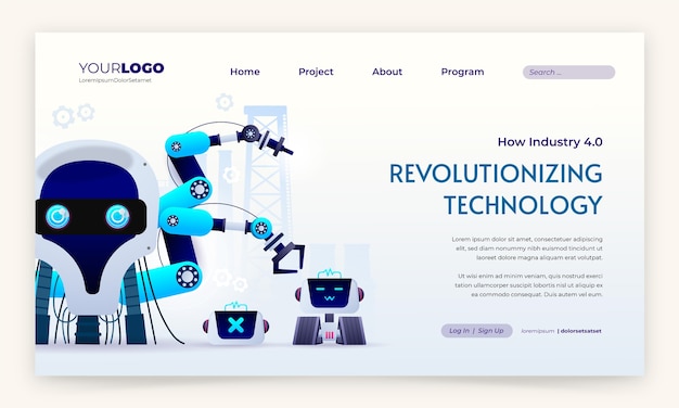 Diseño de la página de aterrizaje de la industria 4.0 dibujado a mano