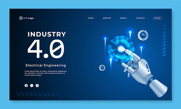 Vector gratuito diseño de la página de aterrizaje de la industria 4.0