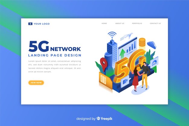 Diseño de página de aterrizaje para internet 5g