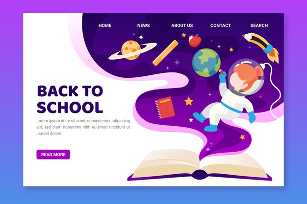 Diseño de página de aterrizaje de regreso a la escuela