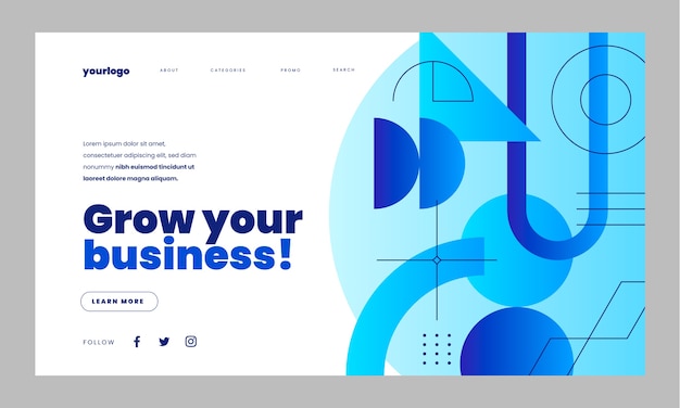 Diseño de página de destino abstracto degradado