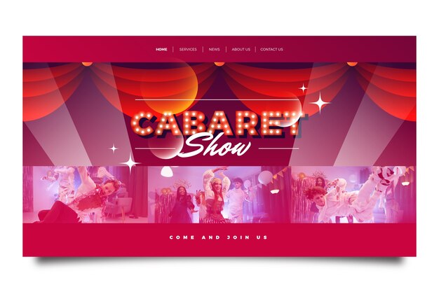 Diseño de página de destino de cabaret degradado