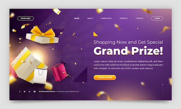 Diseño de página de destino de compras realista