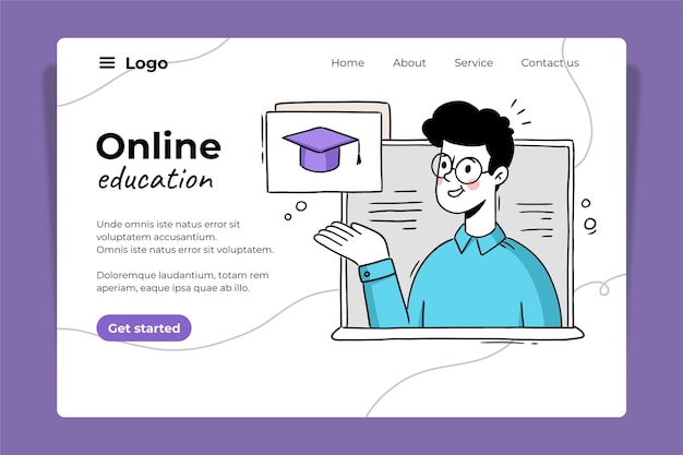 Vector gratuito diseño de página de destino de educación en línea