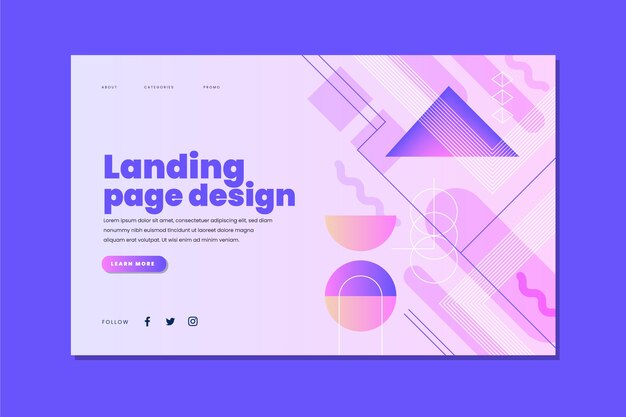 Diseño de página de destino de formas abstractas degradadas